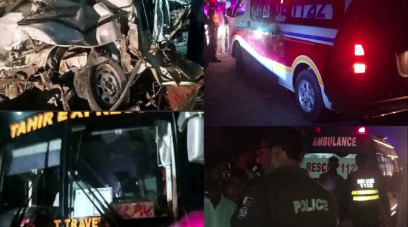 چشتیاں: ہولناک ٹریفک حادثہ ،تیز رفتار مسافر بس نے فیملی کار کو کچل ڈالا
